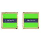Lime solide vert, ruban bleu marine Nom Monogramme