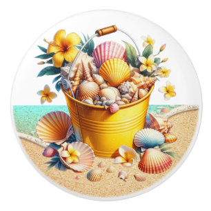 Boutons de tiroirs en coquille de mer de plage - S