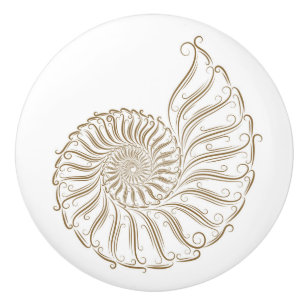 Boutons de tiroirs en coquille de mer de plage - S