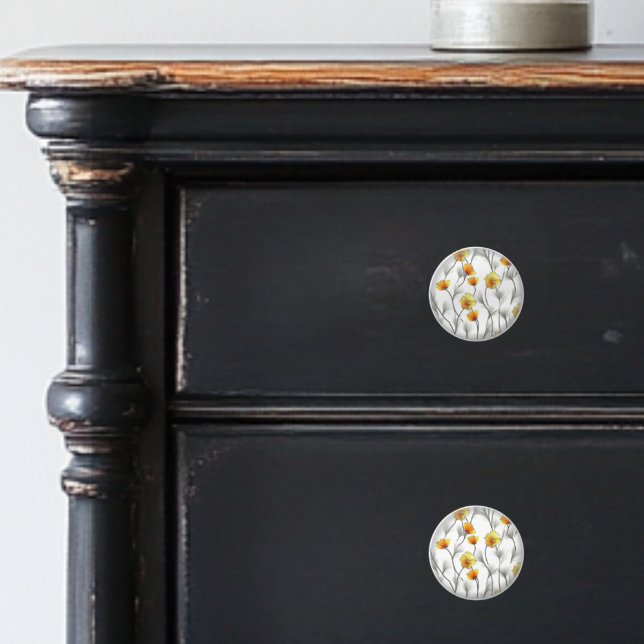 Boutons En Céramique Avec Fleurs Oranges Délicates (Créateur téléchargé)