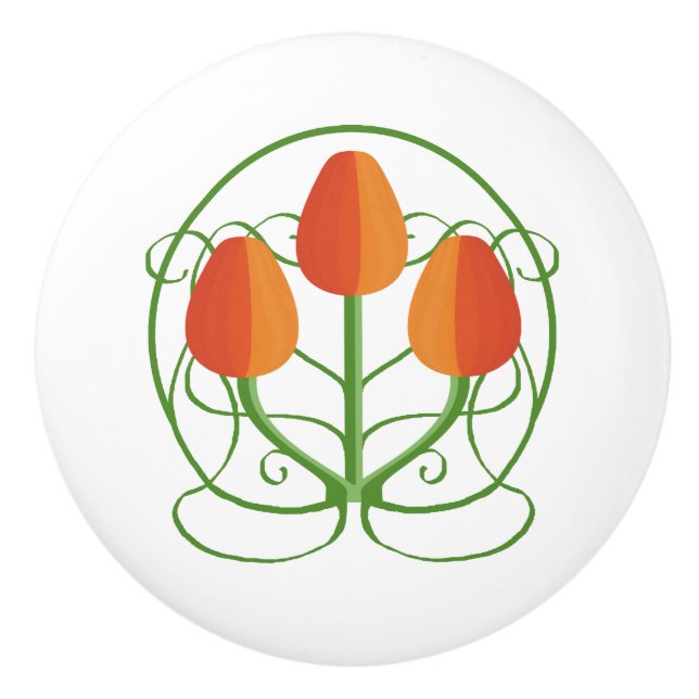 Boutons en céramique de style Art Nouveau avec tul (Devant)