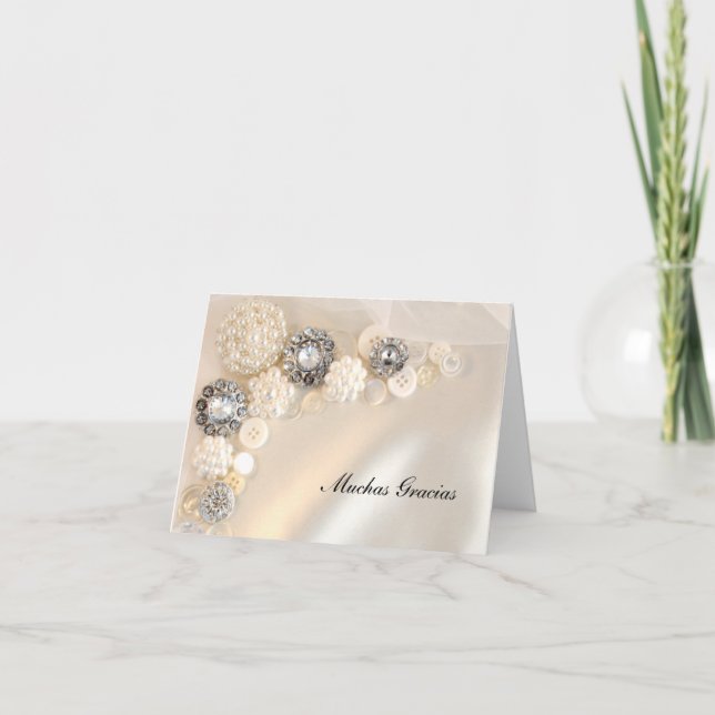 Boutons perles et diamants Merci espagnol (Devant)
