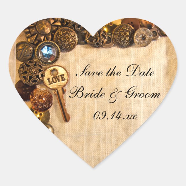 Boutons rustiques Mariage Enregistrer le sticker d (Devant)