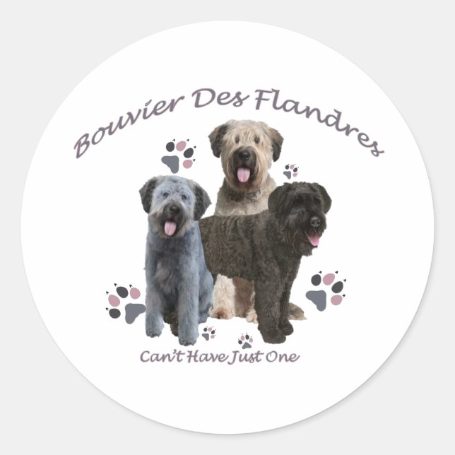Bouvier Des Flandres Can't Have Just One Classic Round Sticker (Front)