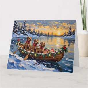 Bouvier des Flandres Christmas Boat Holiday Card