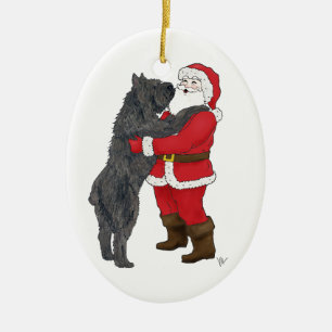 Bouvier des Flandres Christmas Greeting Ceramic Ornament