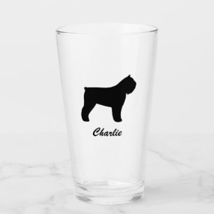 Bouvier des Flandres Dog Silhouette Personalized Glass