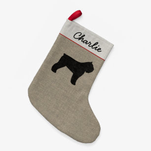 Bouvier des Flandres Dog Silhouette Personalized Small Christmas Stocking