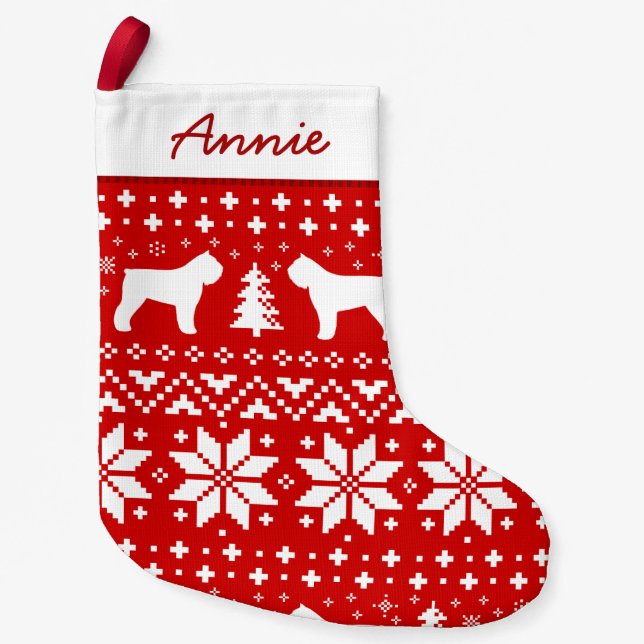 Bouvier des Flandres Dog Silhouettes Pattern Cute Small Christmas Stocking (Front)