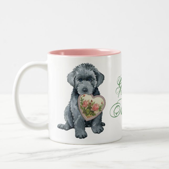 Bouvier des Flandres Heart Mom Two-Tone Coffee Mug (Left)