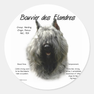 Bouvier des Flandres History Design Classic Round Sticker