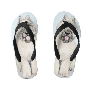 Bouvier des Flandres Painting - Original Dog Art Kid's Flip Flops