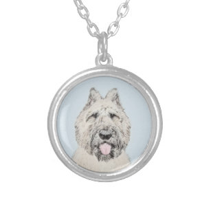 Bouvier des Flandres Painting - Original Dog Art Silver Plated Necklace