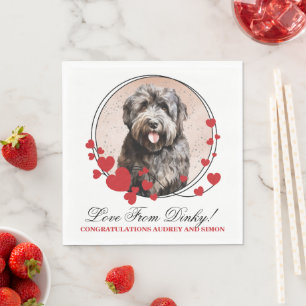 Bouvier des Flandres Red Heart Wreath Dog Photo Napkin