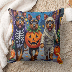Bouvier des Flandres Trick-or-Treating Halloween Throw Pillow