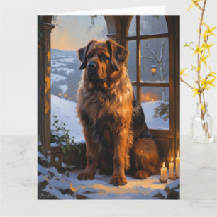 Bouvier des Flandres with Christmas Lights Holiday Card