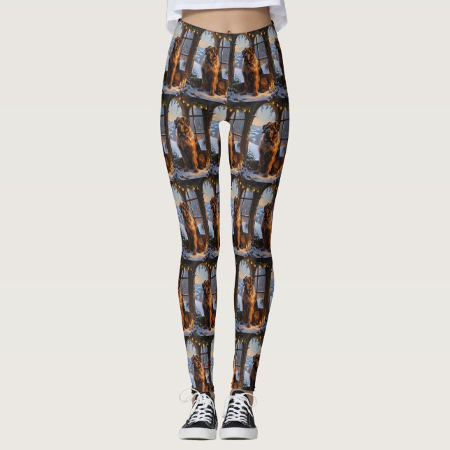 Bouvier des Flandres with Christmas Lights Holiday Leggings (Front)
