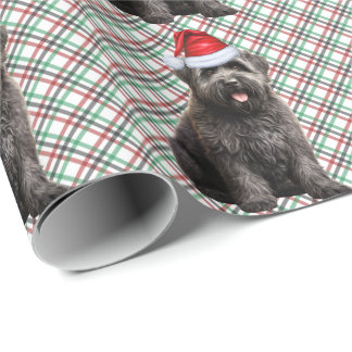 Bouvier Flandres Dog Funny Holiday Plaid Christmas Wrapping Paper