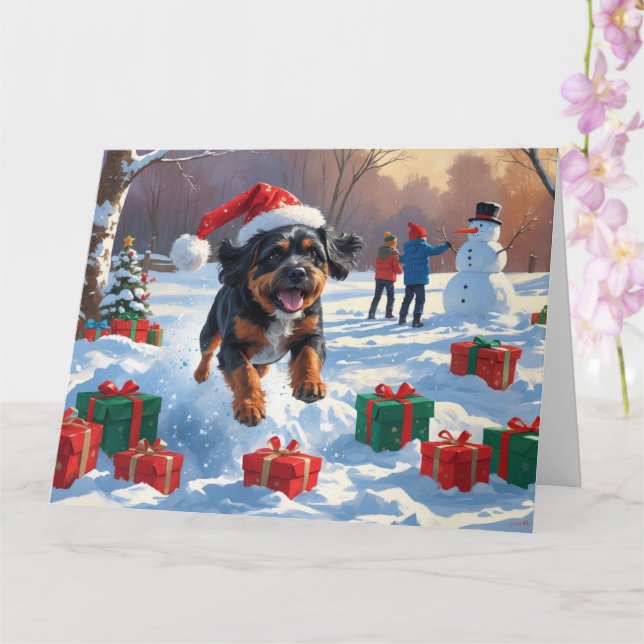 Bouviers des Flandres Christmas Festive Snow Scene Card (Orchid)