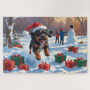 Bouviers des Flandres Christmas Festive Snow Scene Jigsaw Puzzle