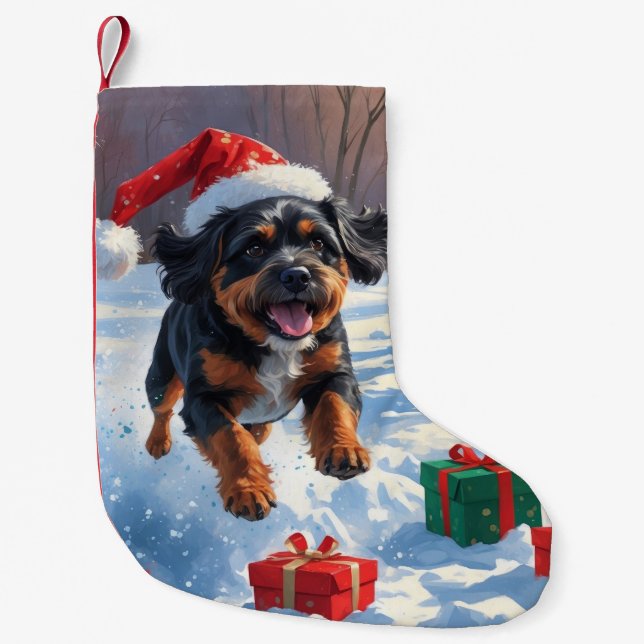 Bouviers des Flandres Christmas Festive Snow Scene Small Christmas Stocking (Front)
