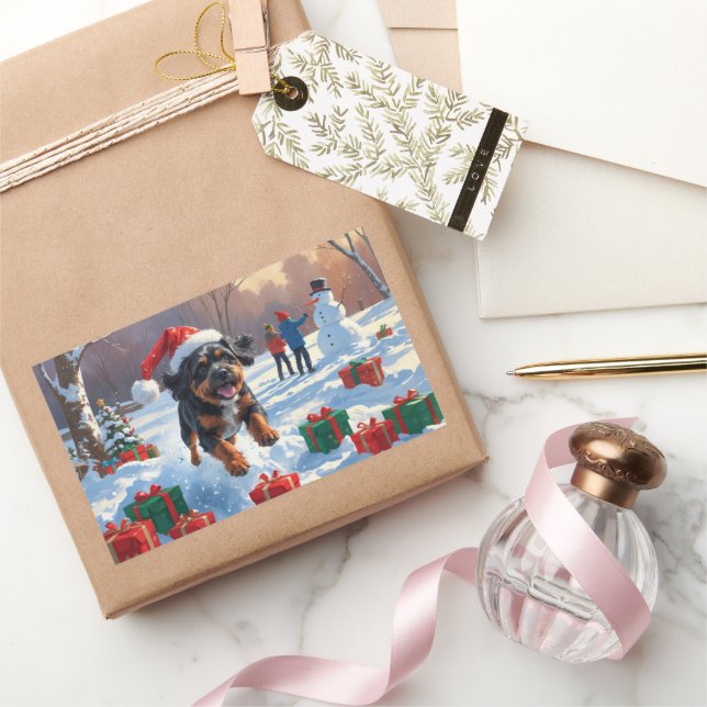 Bouviers des Flandres Christmas Festive Snow Scene Sticker (Gifting)