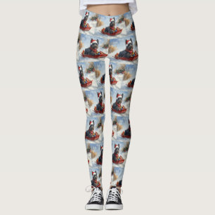 Bouviers Des Flandres Dog in Sledge Christmas Leggings