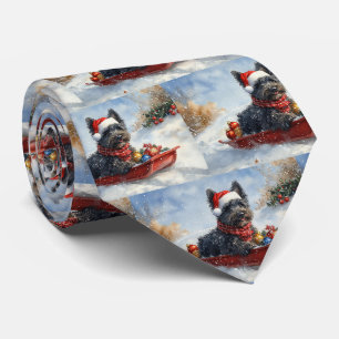Bouviers Des Flandres Dog in Sledge Christmas Tie