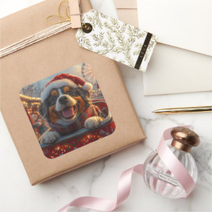Bouviers des Flandres Dog Roller Coaster Christmas Square Sticker
