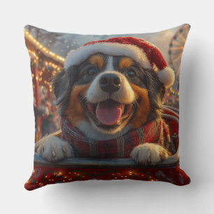 Bouviers des Flandres Dog Roller Coaster Christmas Throw Pillow