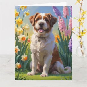 Bouviers Des Flandres Dog Spring Flowers Painting  Card