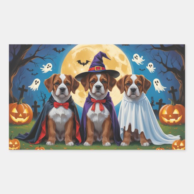 Bouviers Des Flandres Dogs Pumpkin Halloween Funny Sticker (Front)