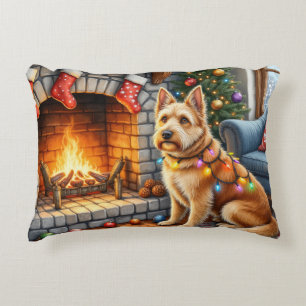 Bouviers des Flandres Fireplace Christmas Lights Accent Pillow