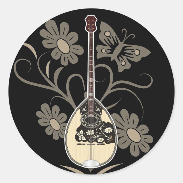 Bouzouki Classic Round Sticker (Front)