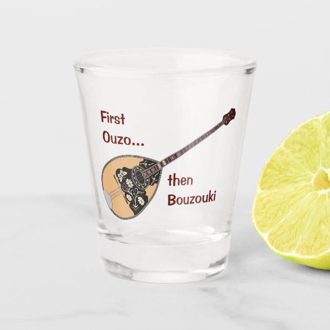 Bouzouki Ouzo Shot Glass (Front)