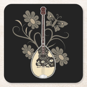 Bouzouki Square Paper Coaster