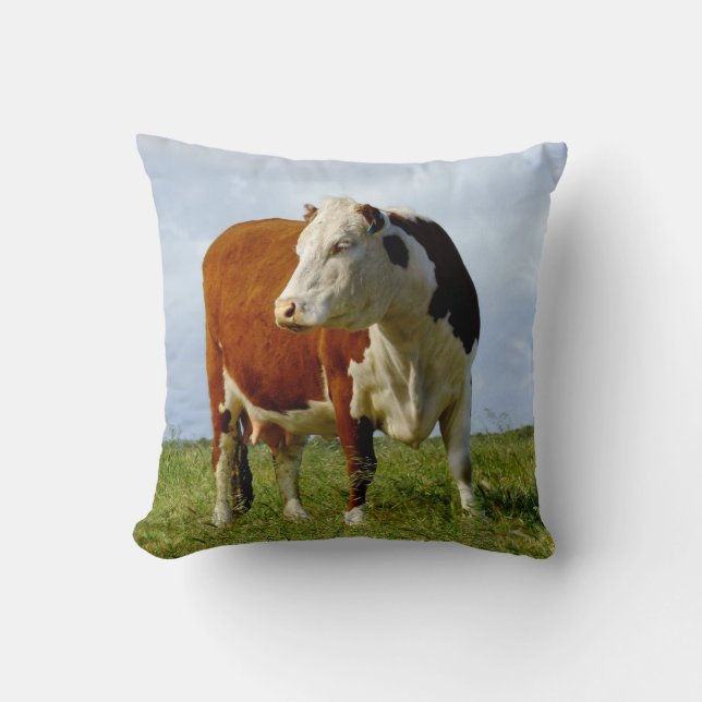 Bovine Beauty Throw Pillow (Front)
