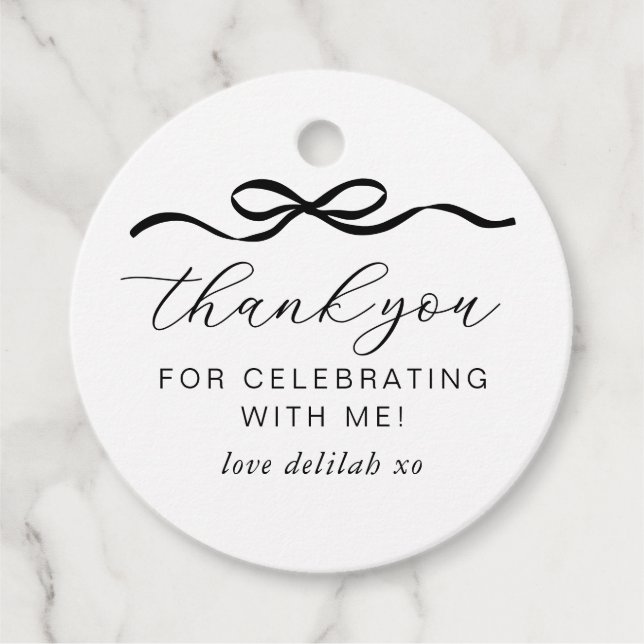 Bow 1st Birthday Favour Tags (Front)