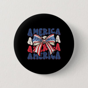 Bow America 4th Of July Patriotic Independence Day 2 Inch Round Button
