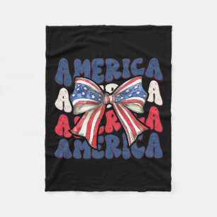 Bow America 4th Of July Patriotic Independence Day Fleece Blanket