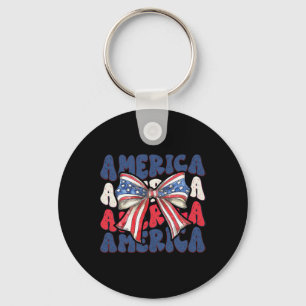 Bow America 4th Of July Patriotic Independence Day Keychain