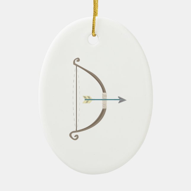 Bow and Arrow Ceramic Ornament (Front)