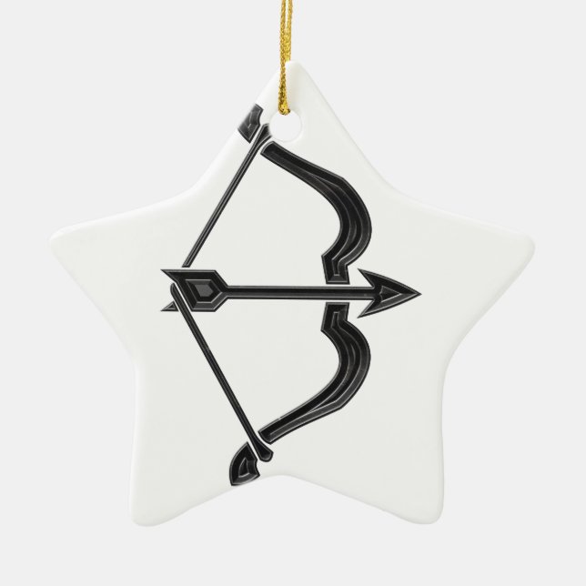 Bow and Arrow Ceramic Ornament (Front)