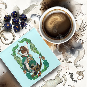 Bow and Arrow Woodland Elf Glass Coaster
