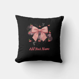 Bow and Cherries Throw Pillow