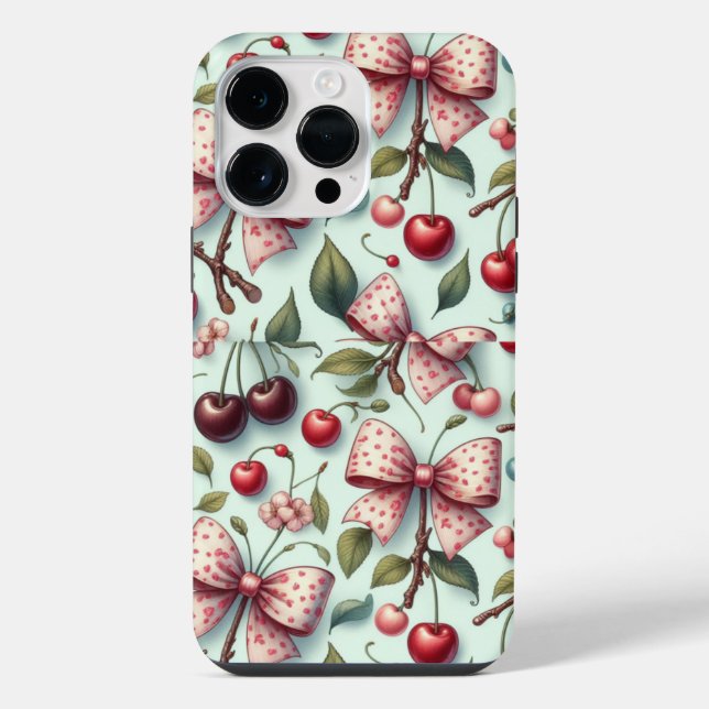bow and cherry pattern  iPhone case (Back)