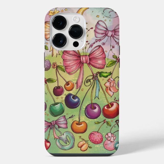bow and cherry pattern  iPhone case (Back)