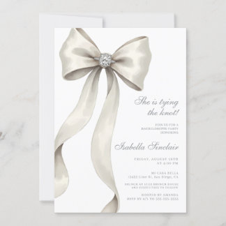 Bow and Ring She's Tying The Knot Bachelorette Invitation