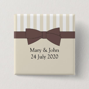Bow and stripes.  Customize text 2 Inch Square Button