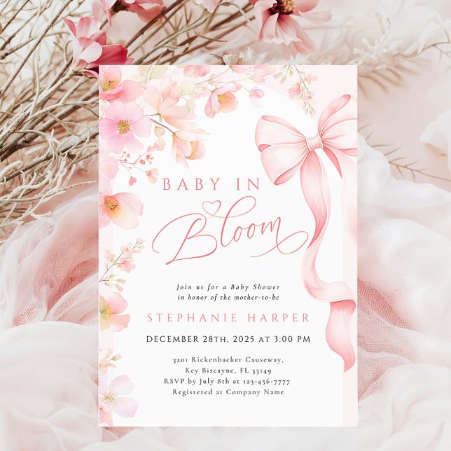 Bow Baby In Bloom Baby Shower Invitation  (Creator Uploaded)